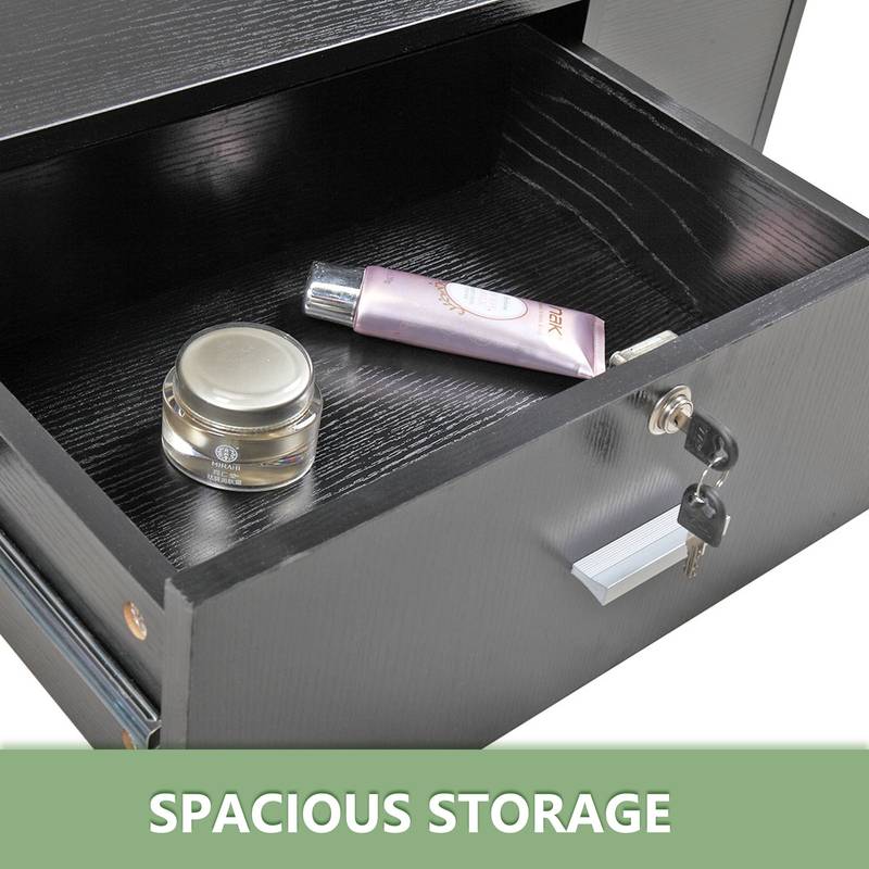 Chic Black Barber Station with Lockable Storage