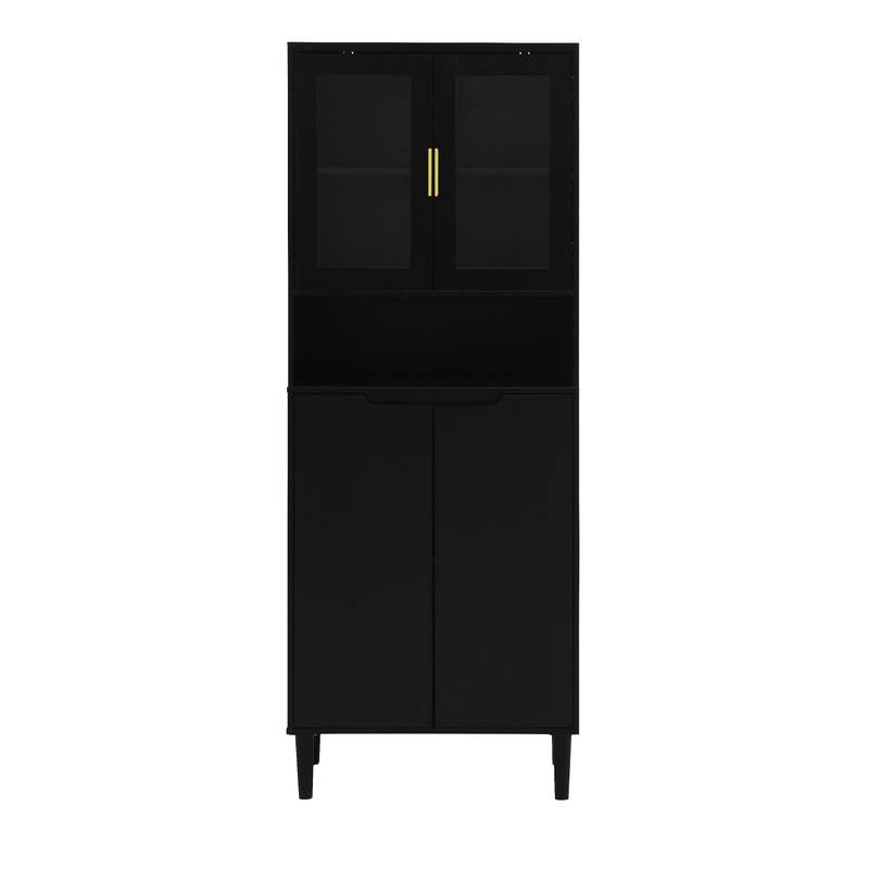 Sleek Adjustable Glass Door Bookcase - Black storage for Living & Bedroom