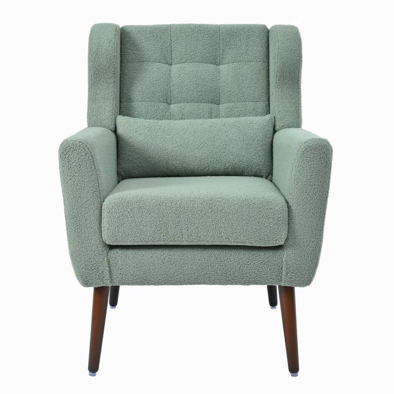 Cozy Teddy Accent Chair - Stylish Lounge Armchair in Light Green