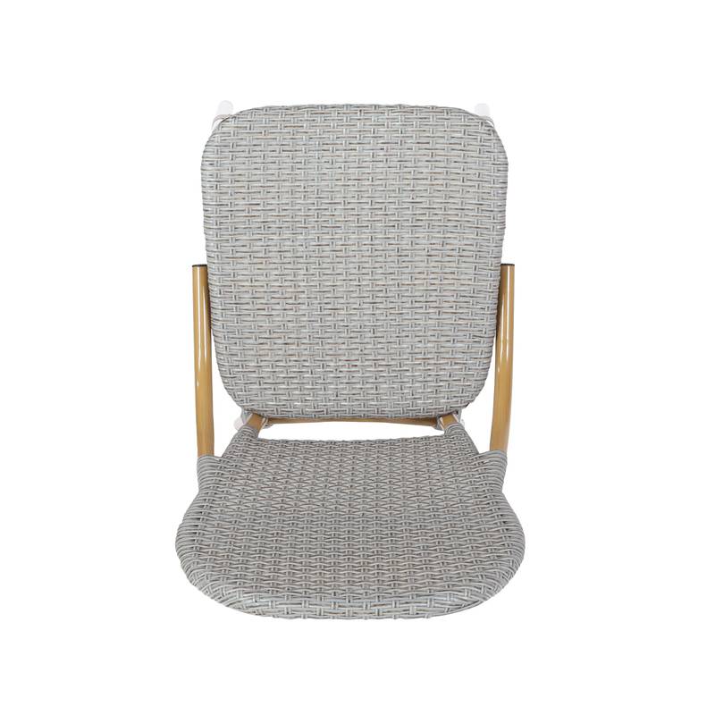 Cozy Bistro Duo: Gray Rattan & Bamboo Chairs