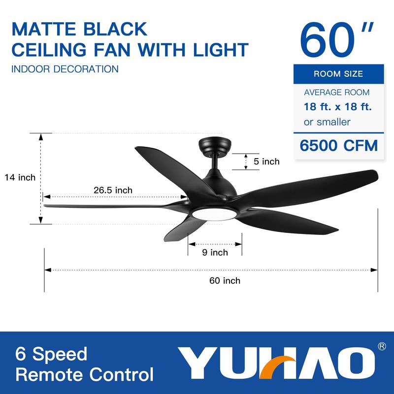 Sleek LED Ceiling Fan with Black Blades