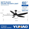 Sleek LED Ceiling Fan with Black Blades