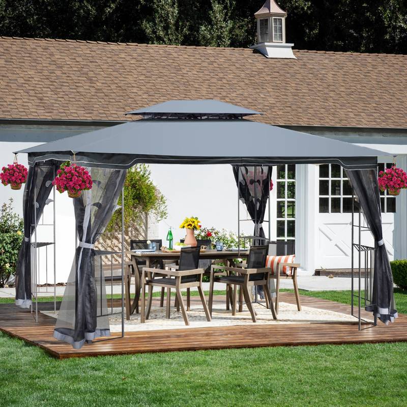 Cozy Outdoor Gazebo with Ventilated Roof & Mosquito Net
