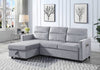 Cozy Light Gray Velvet Reversible Sleeper Sofa with Chaise and Storage