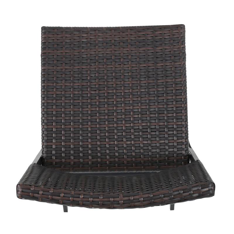 Chic Foldable Wicker Patio Bar Stools - Set of Two