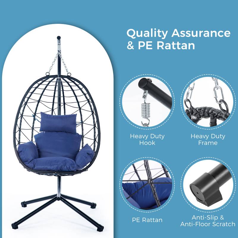 Cozy Swing Egg Chair with Stand for Indoor and Outdoor Relaxation