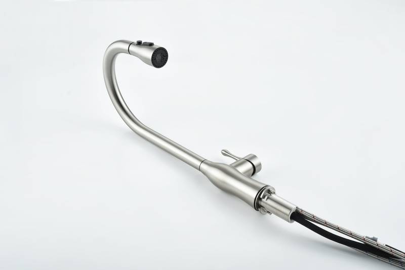Sleek Brushed Nickel Pull-Down Kitchen Faucet