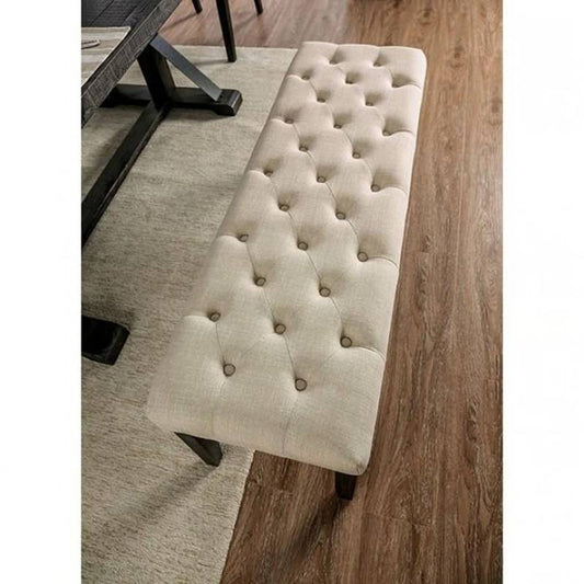 Chic Ivory Tufted Bench Seat