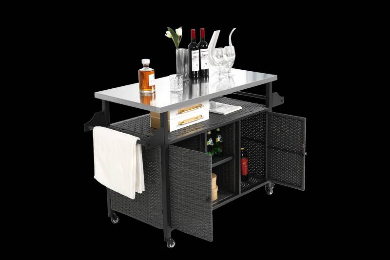 Stylish Rolling Outdoor Bar Cart