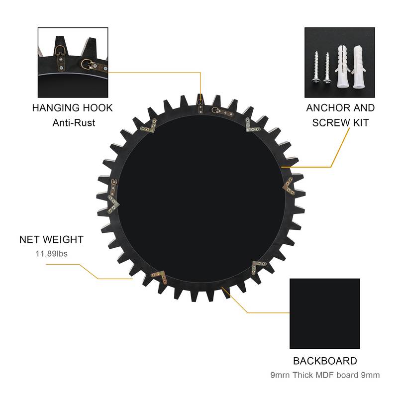 Rustic Gear-Shaped Decorative Mirror