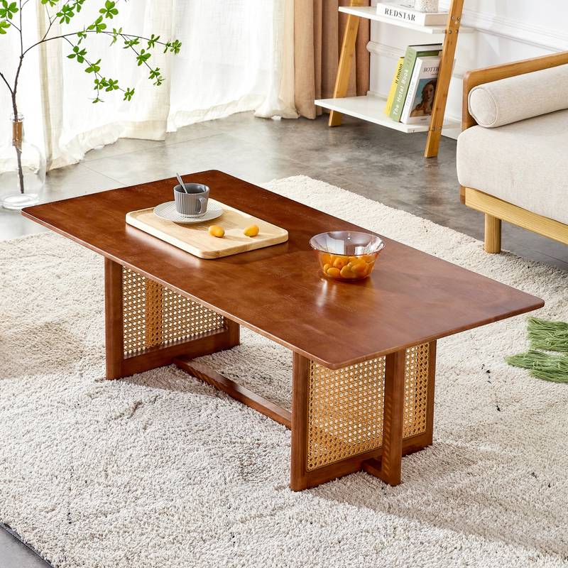 Walnut Rattan-Inspired Tea Table