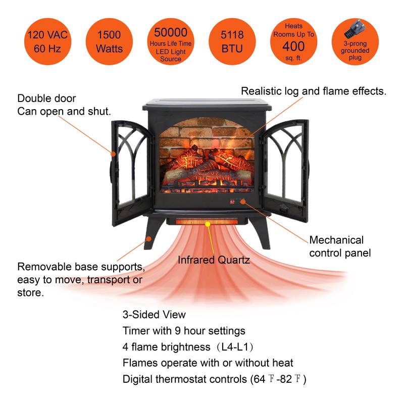 CozyGlow Infrared Electric Fireplace with Remote