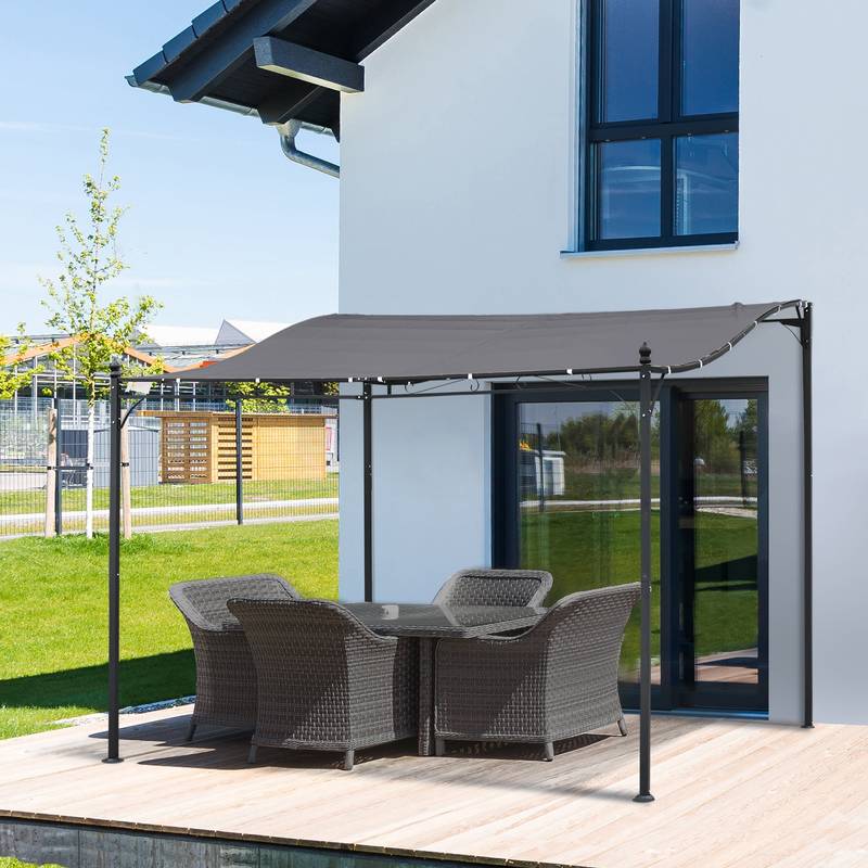 Gray Oasis: Weather-Resistant Outdoor Pergola Canopy