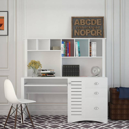 Charming White Home Office Desk with Hutch