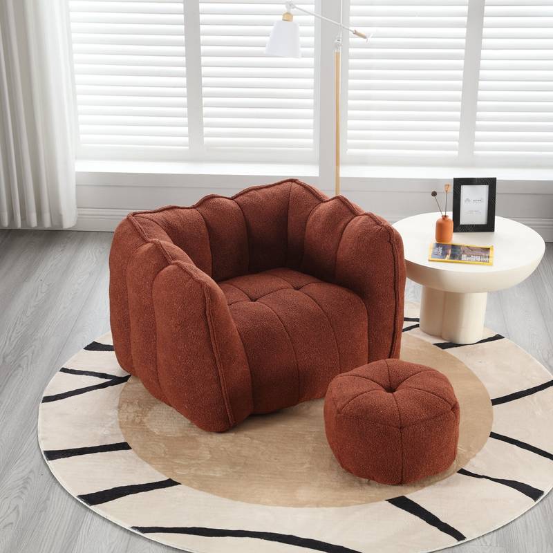 Cozy Foam Bean Bag Lounge Chair with Footstool