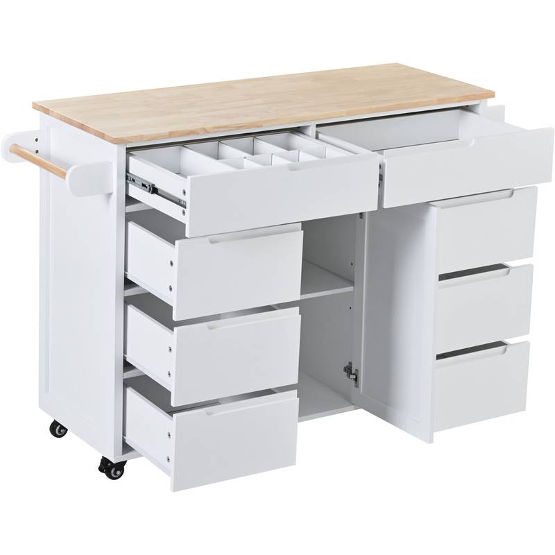 Stylish Kitchen Cart with Wood Top & Easy-Glide Drawers