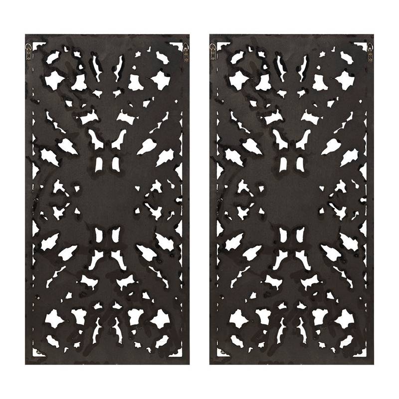 Rustic Carved Wood Wall Art Duo