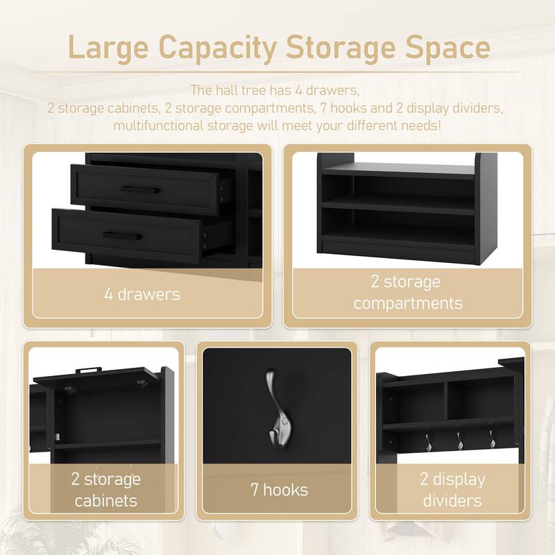 Versatile Hall Tree with Storage & Hooks