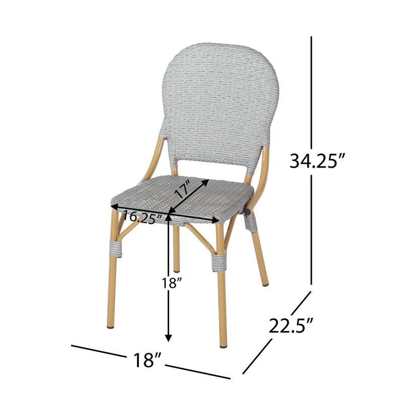 Cozy Bistro Duo: Gray Rattan & Bamboo Chairs