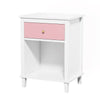 Charming Pink Wooden Nightstand with Shelf & Drawer
