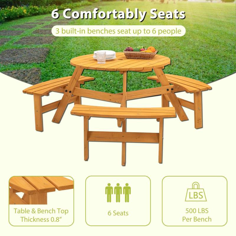 Cozy Circle Picnic Table for Outdoors - Seats Six & Easy DIY!