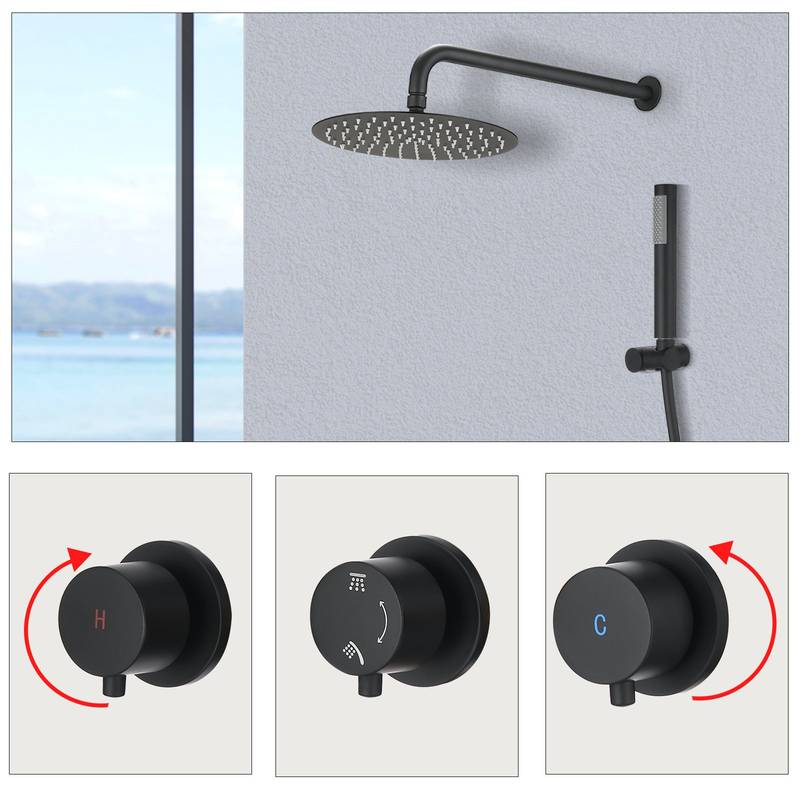 Sleek Black Wall-Mount Shower Set