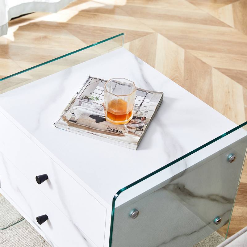 Chic Glass-Top Nightstand