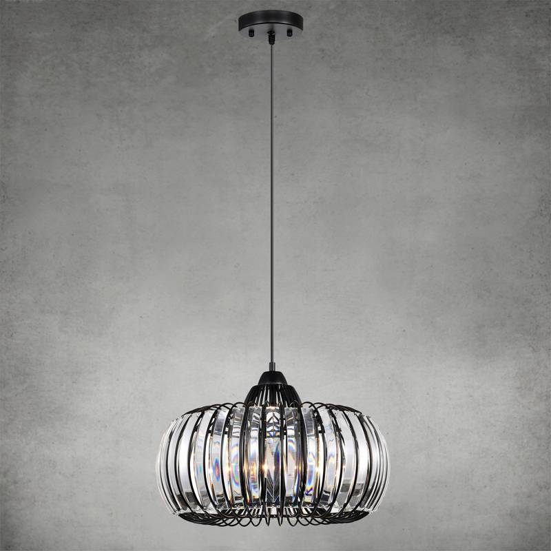 Sleek Black Crystal Chandelier - Dimmable & Color Adjustable Lighting Fixture