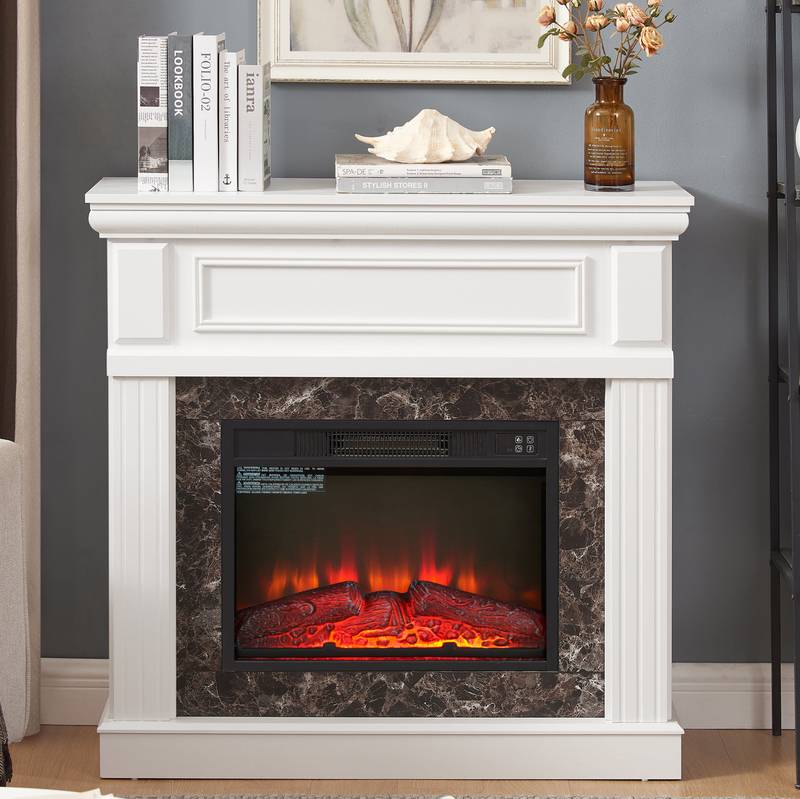 Cozy White Electric Fireplace with Remote Control