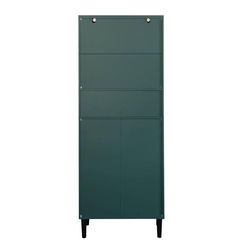 Stylish Green Glass Door Bookcase - Versatile Storage for Any Room