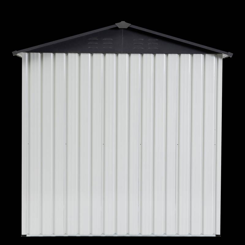 Stylish Gray and White Garden Shed for Outdoor Tool Storage