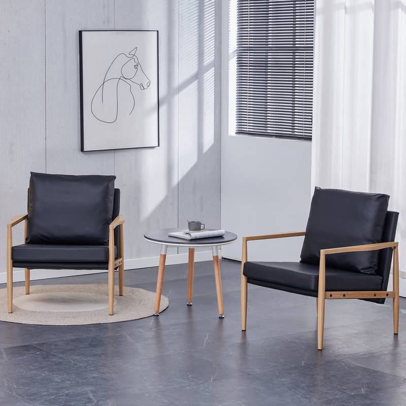 Chic Black Leather Accent Chair