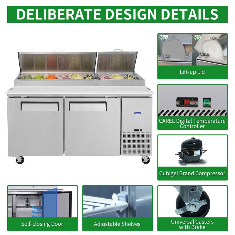 Pizza Pro Prep Station with Built-in Fridge & Cutting Board