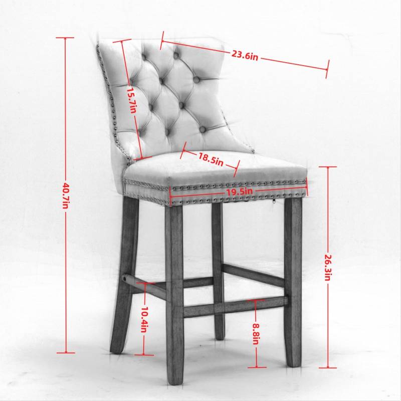 Chic Velvet Barstools with Tufted Detail - Set of Two (Light Blue)