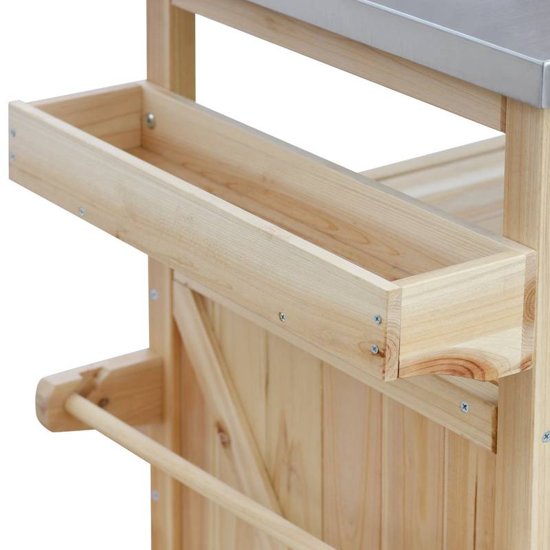 Farmhouse Rolling BBQ Bar & Storage Island