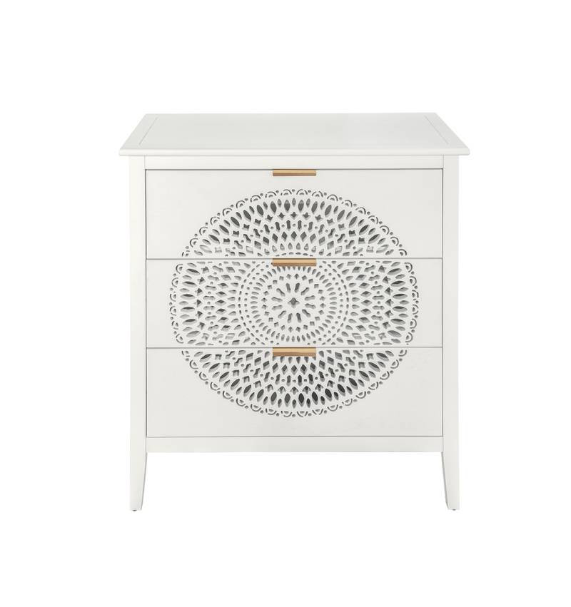 Chic Hollow-Carved 3-Drawer Storage Cabinet