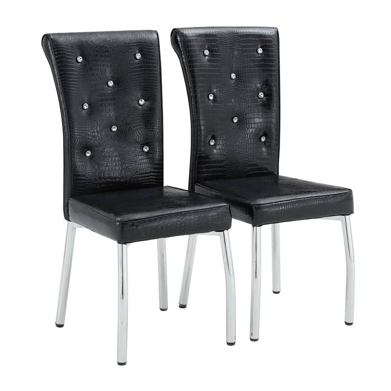 Chic Alligator Print Dining Chairs with Crystal Accents