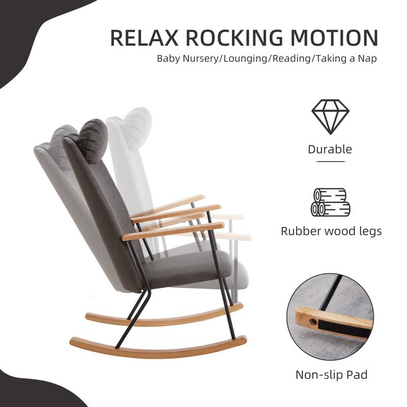 Cozy Rocking Chair with Adjustable Headrest