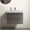 Sleek Gray Wall-Mounted Vanity with Sink