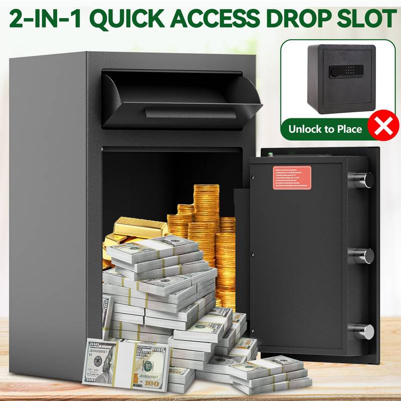 Secure Drop Safe Box with Silent Deposit and Digital Lock