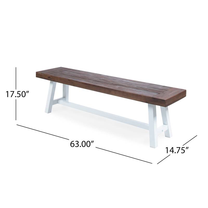 Chic Dark Brown & White Outdoor Benches (Set of Two)
