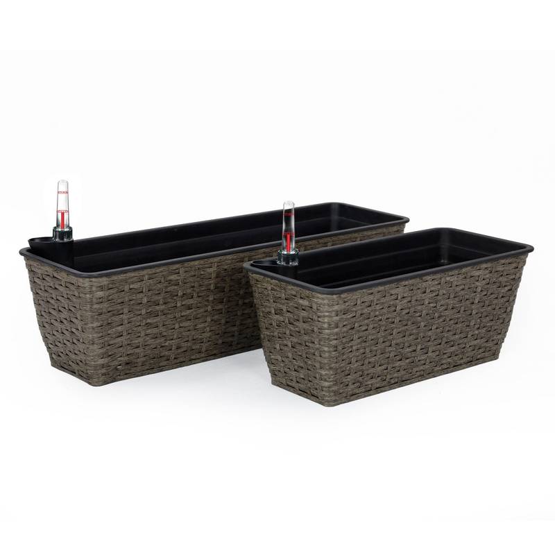 Woven Self-Watering Planters - Dark Gray Duo