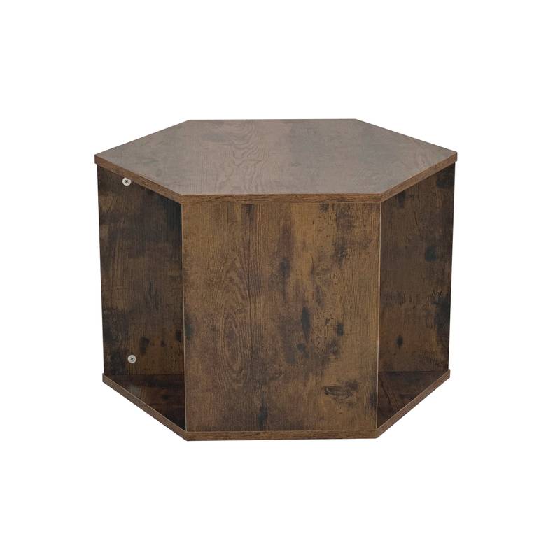 Chic Hexagon Wood Coffee & Side Table Set