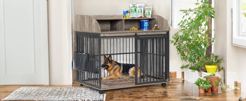 Stylish Sturdy Dog Crate End Table with Storage