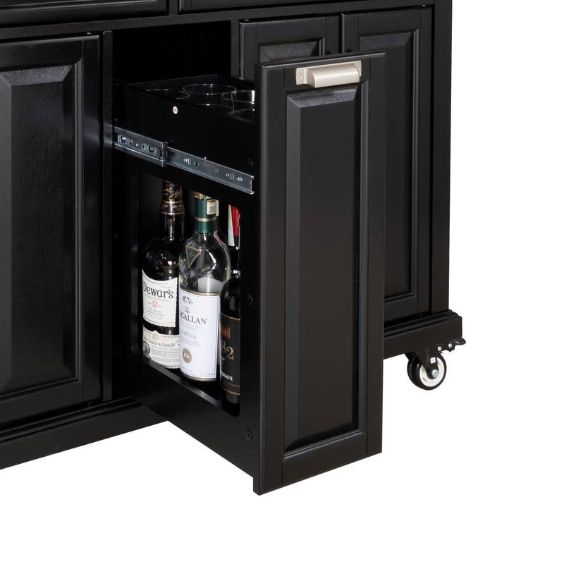 Versatile Kitchen Cart with Rubberwood Top and Ample Storage in Black