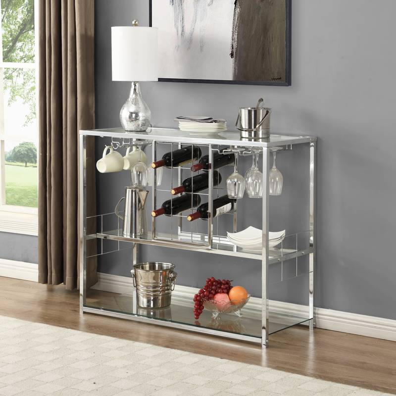 Chic Home Bar Trolley with Glass Holder and Wine Rack