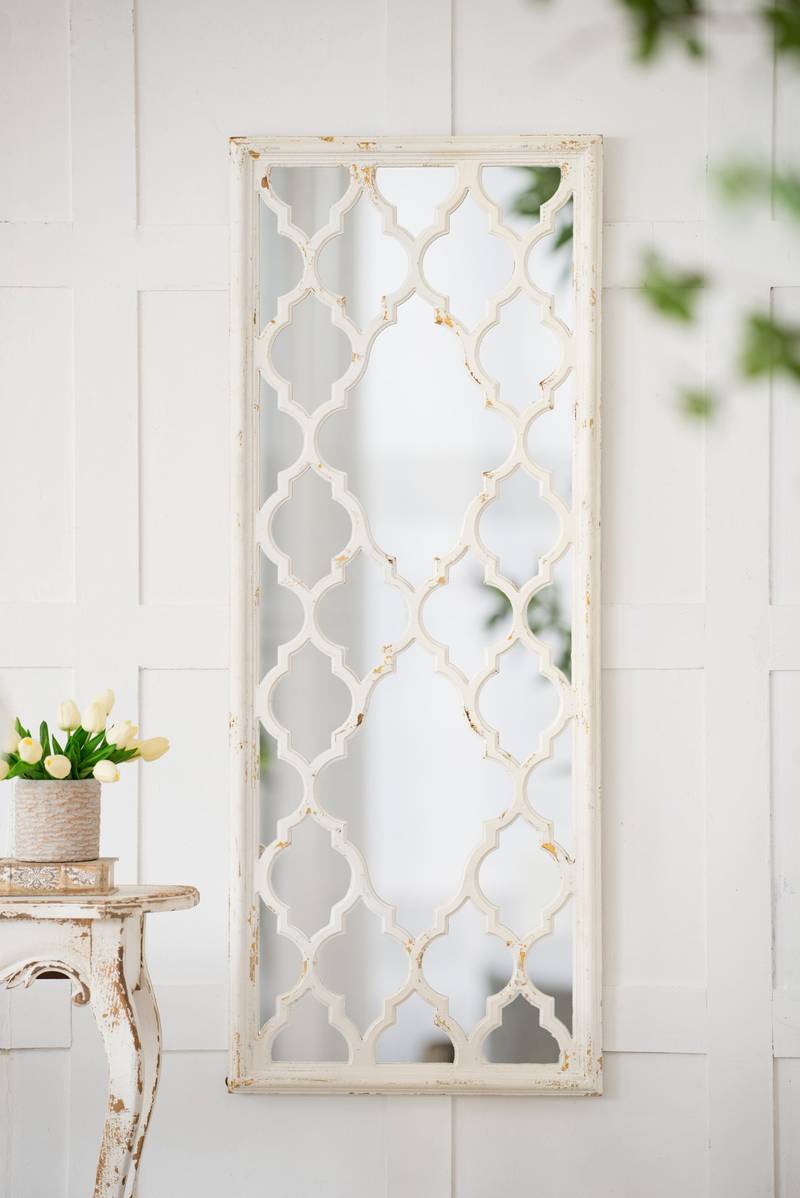 Chic Distressed White Full-Length Mirror