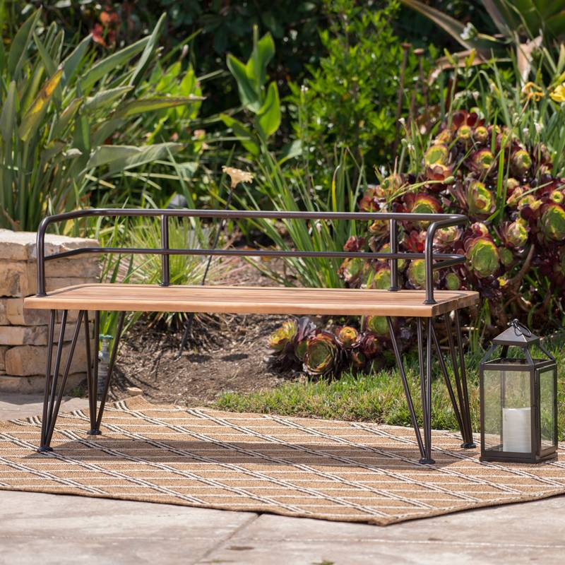 Zion Rustic Wood & Metal Bench