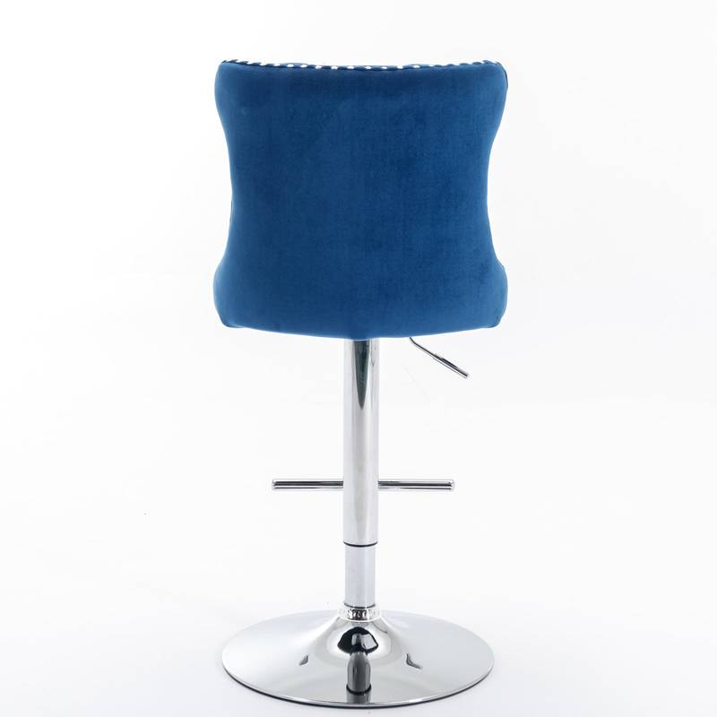 Chic Velvet Swivel Barstools - Set of Two in Blue