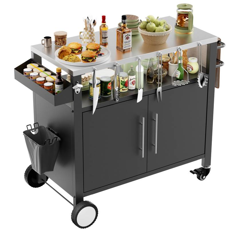 Grill Master’s Rolling Cart - Outdoor BBQ Station with Storage & Spice Rack